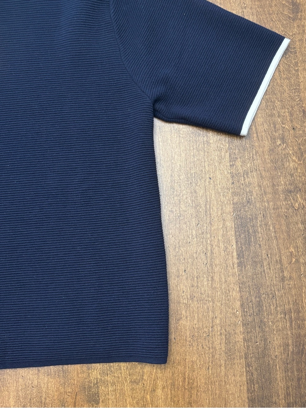 Mango Navy Short Sleeve Sweater Top Contrast Trim Size M NWT - Picture 14 of 16